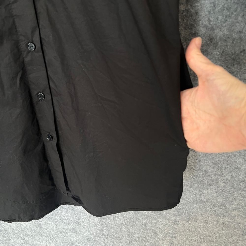 MONICA NERA Long Sleeve Poplin Button Front Shirt Dress Pockets Black Size Small - Picture 10 of 14